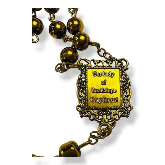 Gold-Tone Rosary Prayer Beads Vintage Religious Collectible Crucifix - Picture 4 of 7